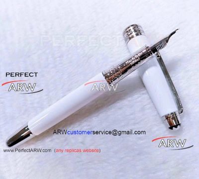 Perfect Replica Mont Blanc Meisterstuck Solitaire Tribute White Fountain Pen